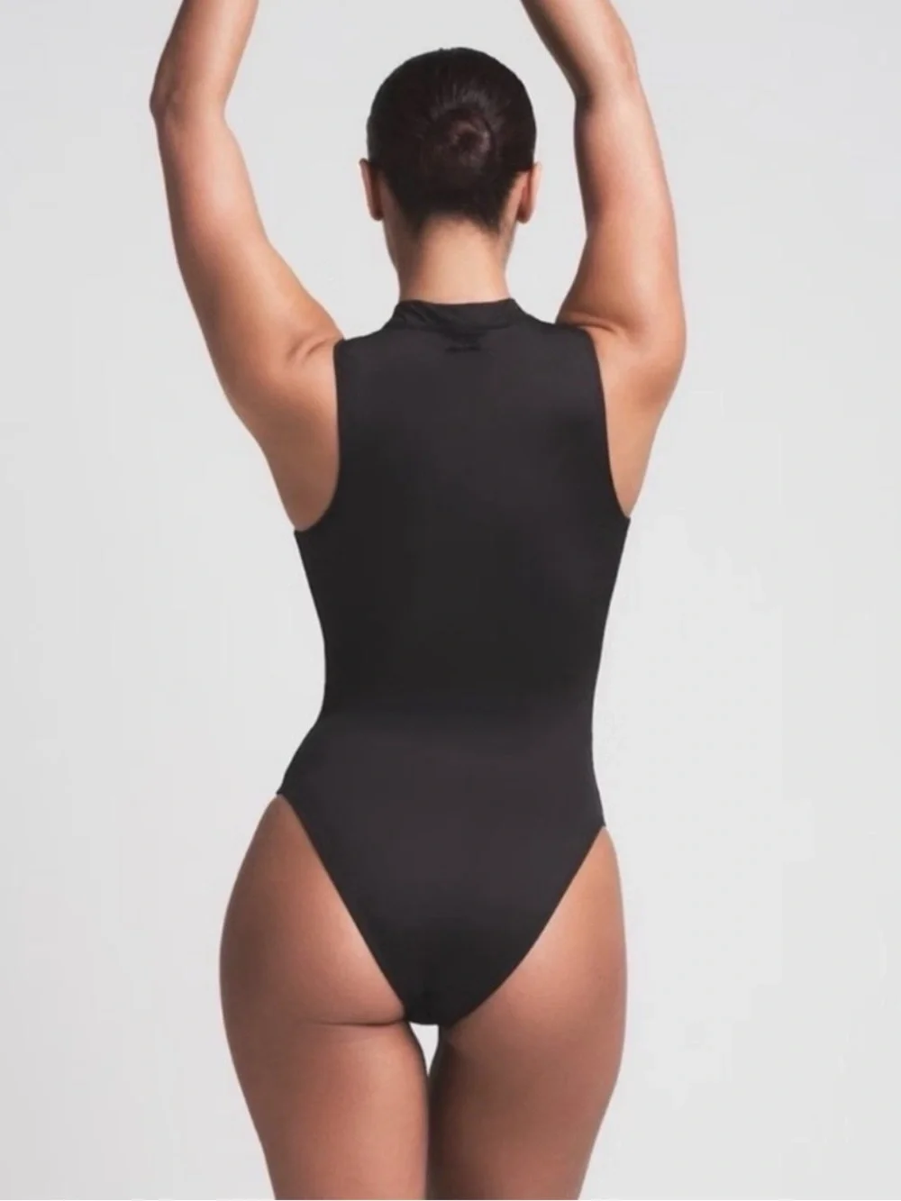 The Skims Black Zip-Front Swimsuit in Size Small